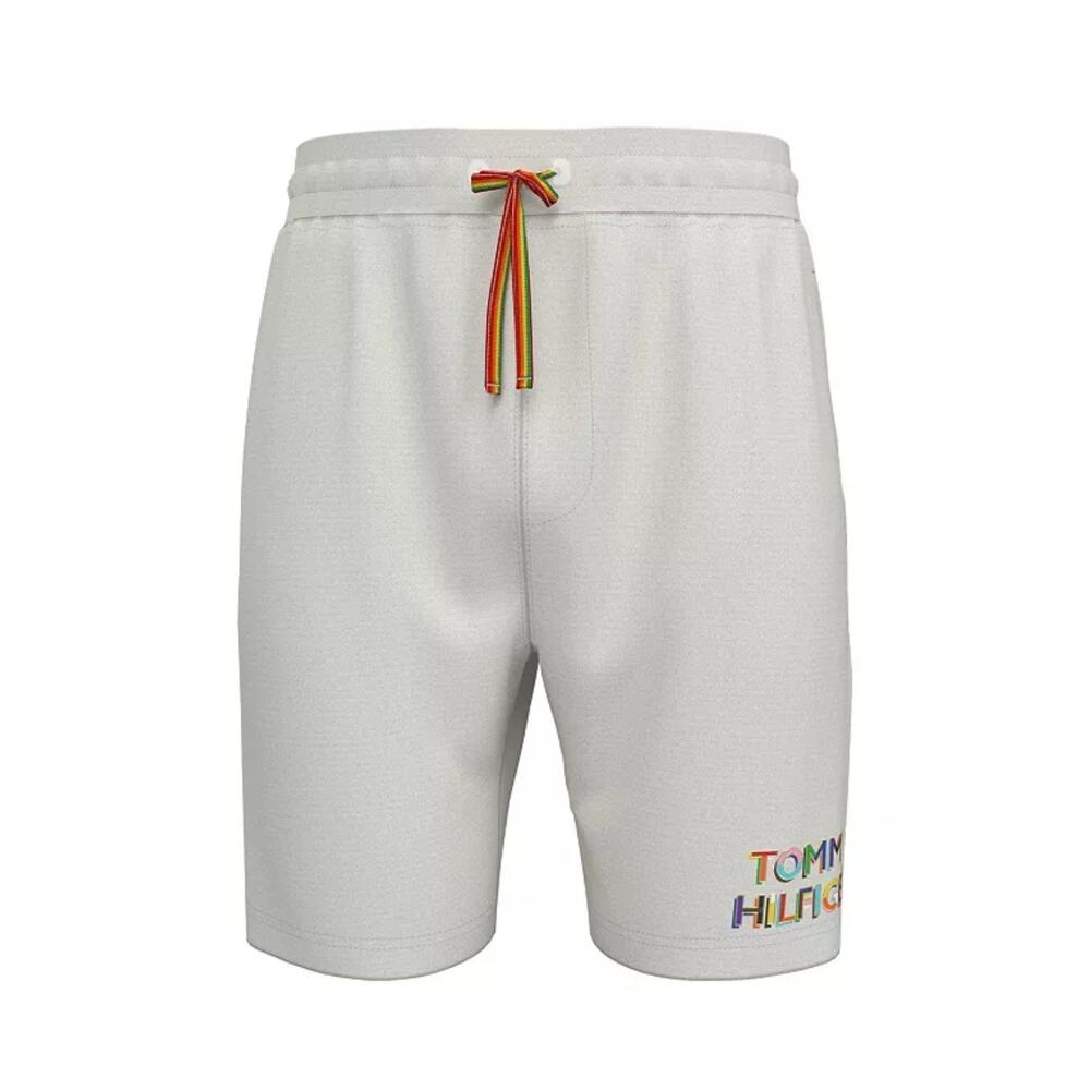 TOMMY HILFIGER Men's French Terry Pride Shorts White Rainbow sz S